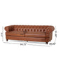 English Chesterfield Tufted Faux Leather Sofa 95"