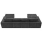 Back view of Modular U Shape Dual Chaise Chenille Fabric Sectional Sofa in dark grey, showcasing its modular design and plush cushions.