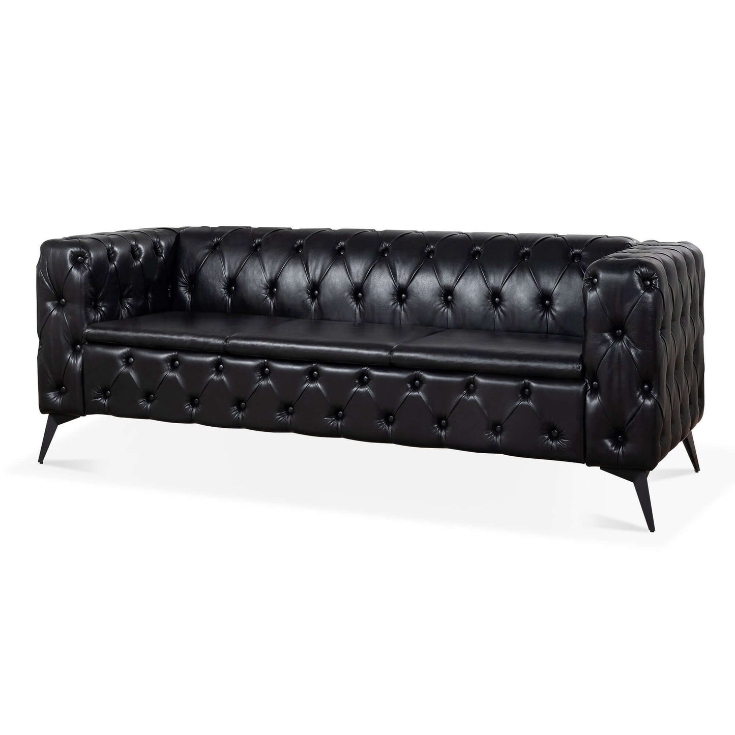 Styled Button-Tufted Square Arm Sofa, 3 Seater 84” - Revel Sofa 