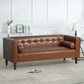 MCM Tufted Faux Leather Sofa 79"