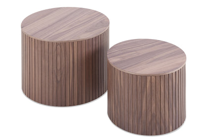 Handcrafted MDF Round Accent Table Set w/ Storage (2 Colors)