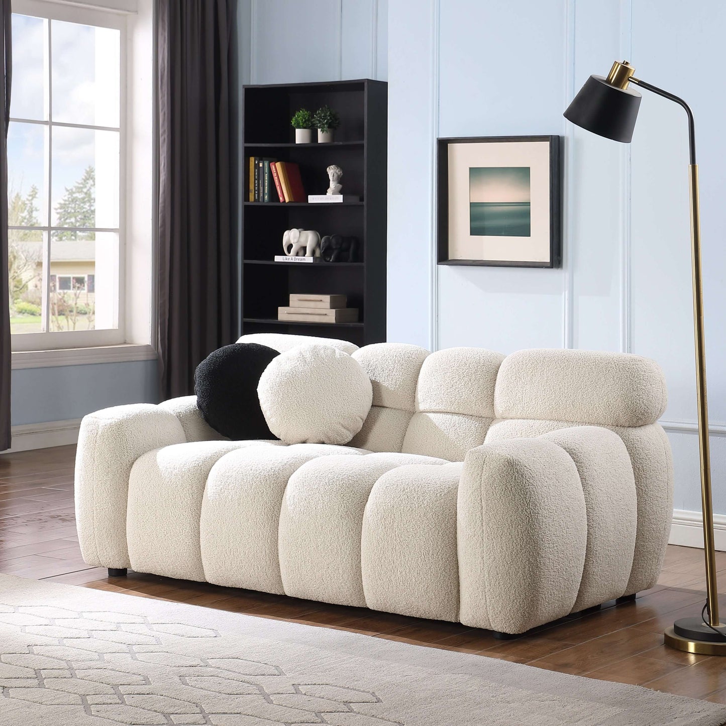 Modern Marshmallow Tufted Boucle Fabric Sofa