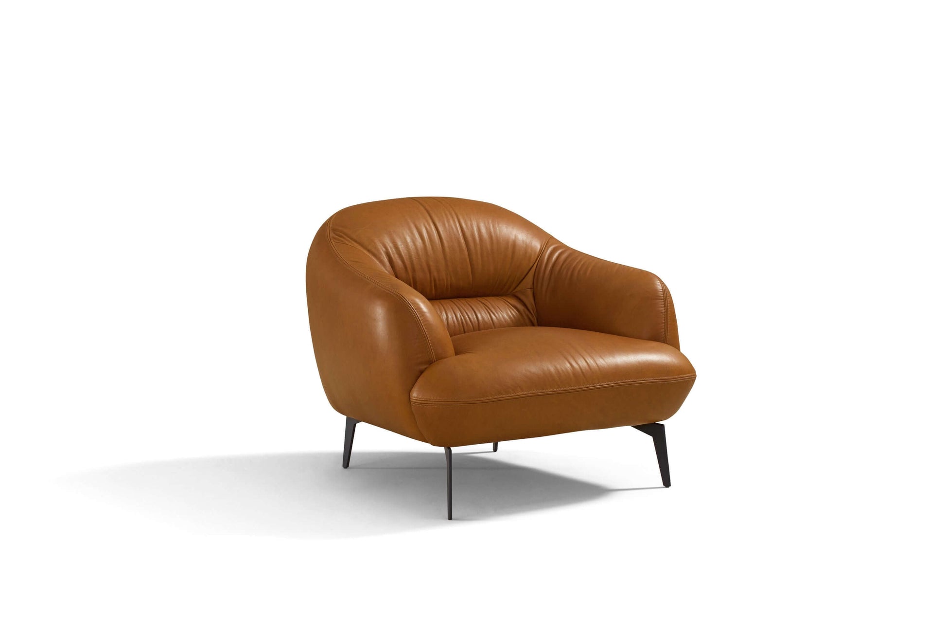 Leonia MCM Italian Genuine Leather Lounge & Accent Chair, Cognac - Revel Sofa 