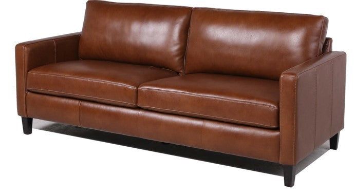 MCM Square Arm Genuine Leather Sofa 80"