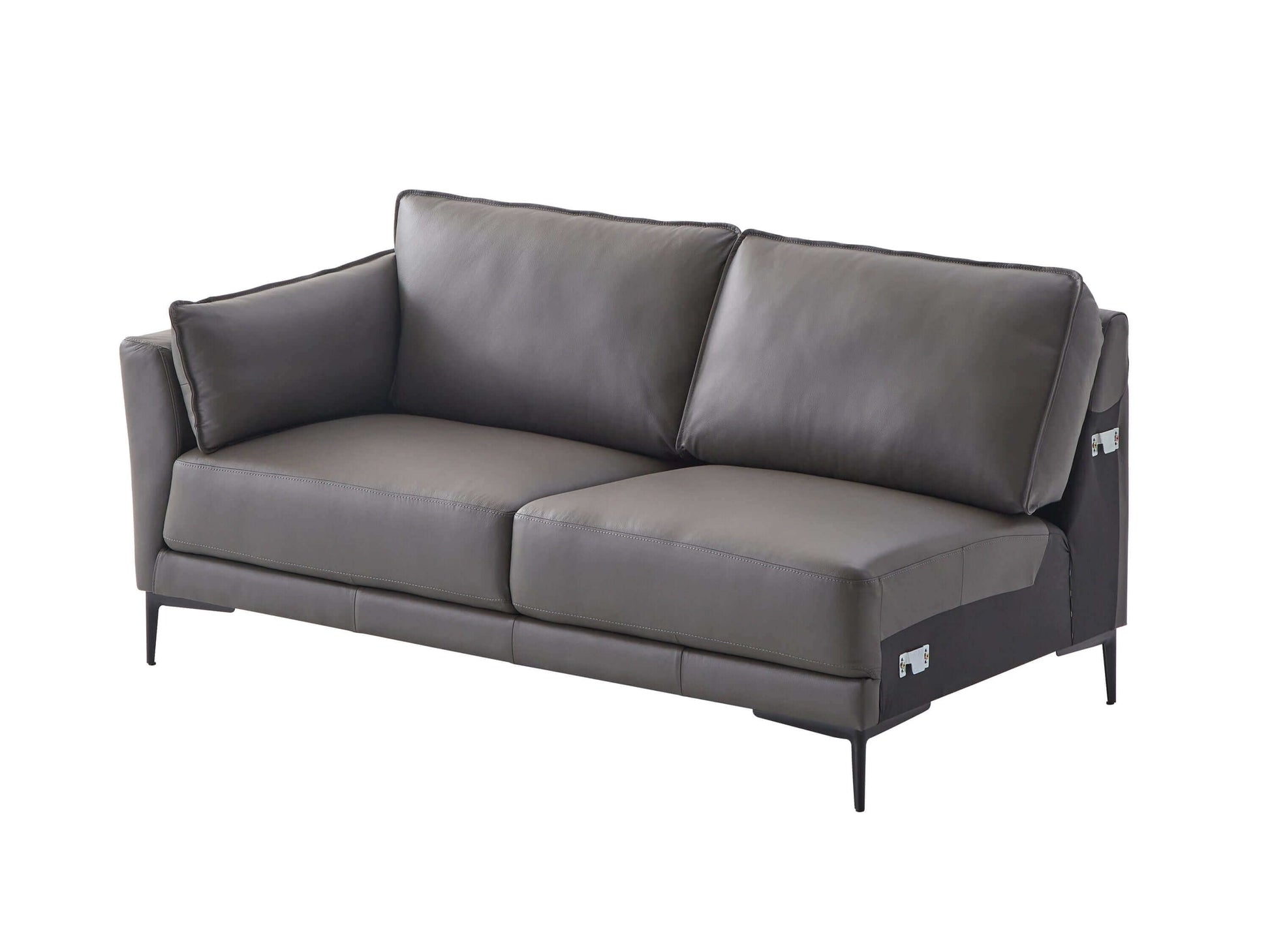 Meka Top Grain Gray Leather Sectional RF Chaise Sofa - Revel Sofa 