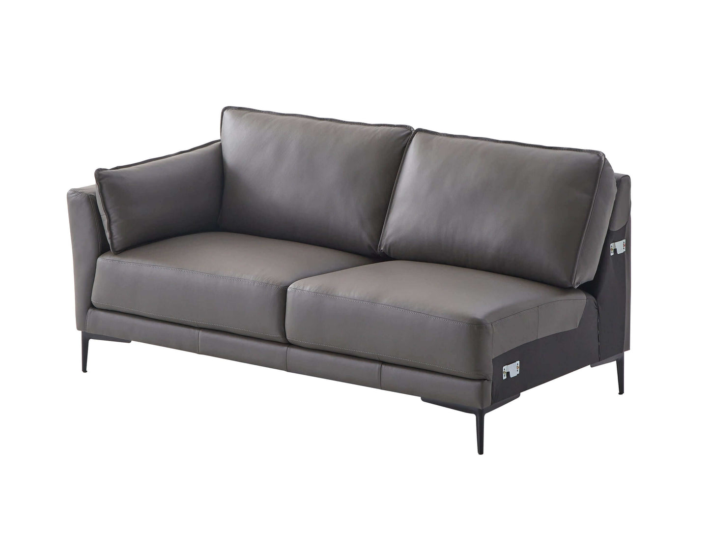 Meka Top Grain Gray Leather Sectional RF Chaise Sofa - Revel Sofa 