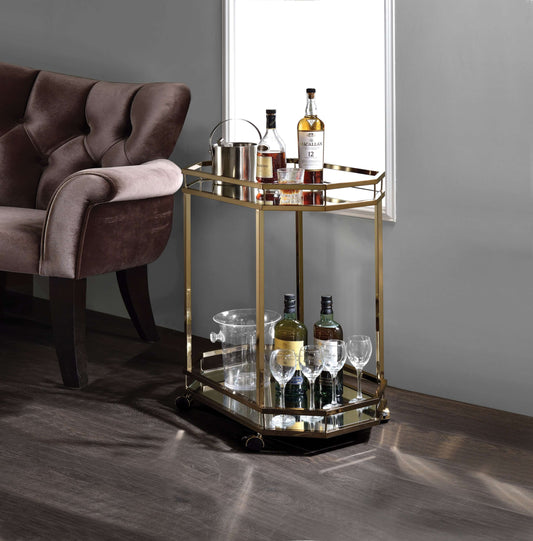 Lacole Beverage Serving Cart, Champagne & Mirrors