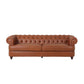 English Chesterfield Tufted Faux Leather Sofa 95"