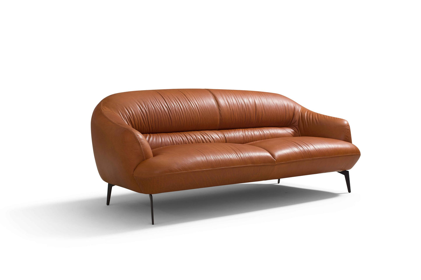 Leonia Contemporary Italian Leather Sofa Tan 88”