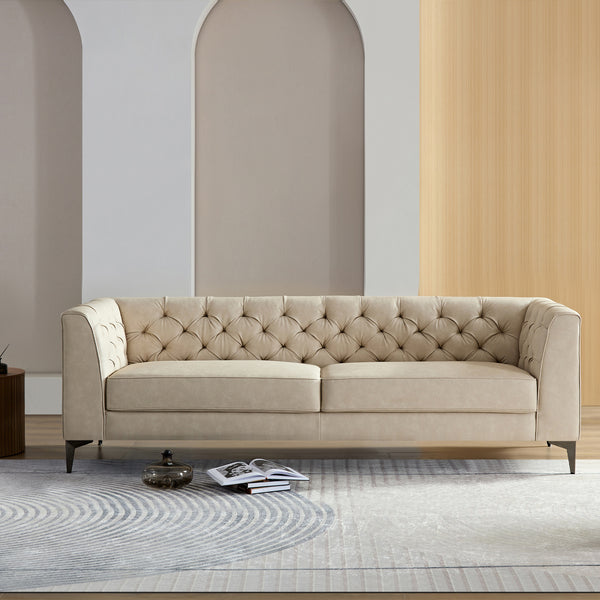 Elegant MCM Tufted Leather Sofa 90 (2 Colors)