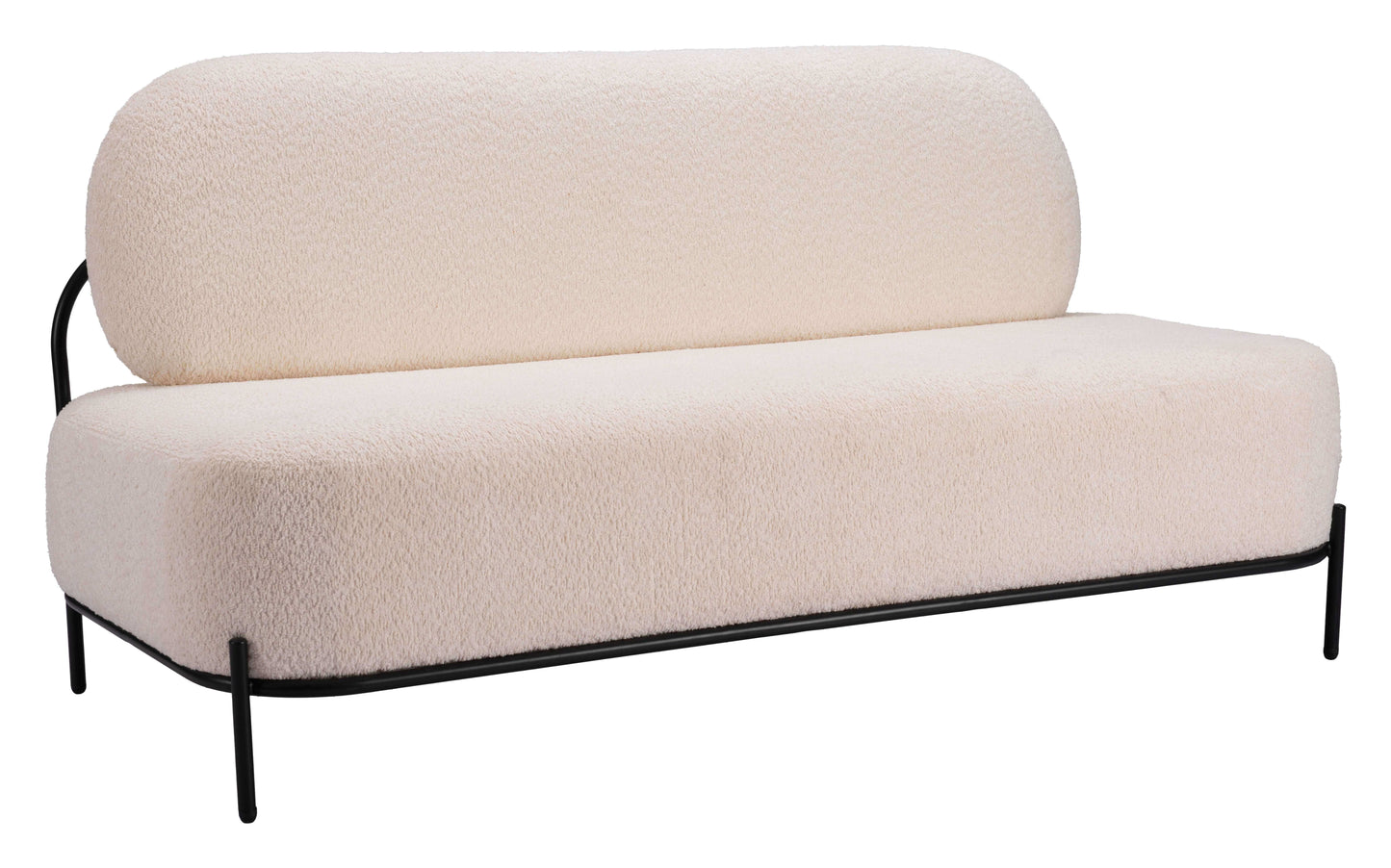 Arendal Modern Armless Sofa Loveseat in Vanilla Sherpa Upholstery 64" - Revel Sofa 