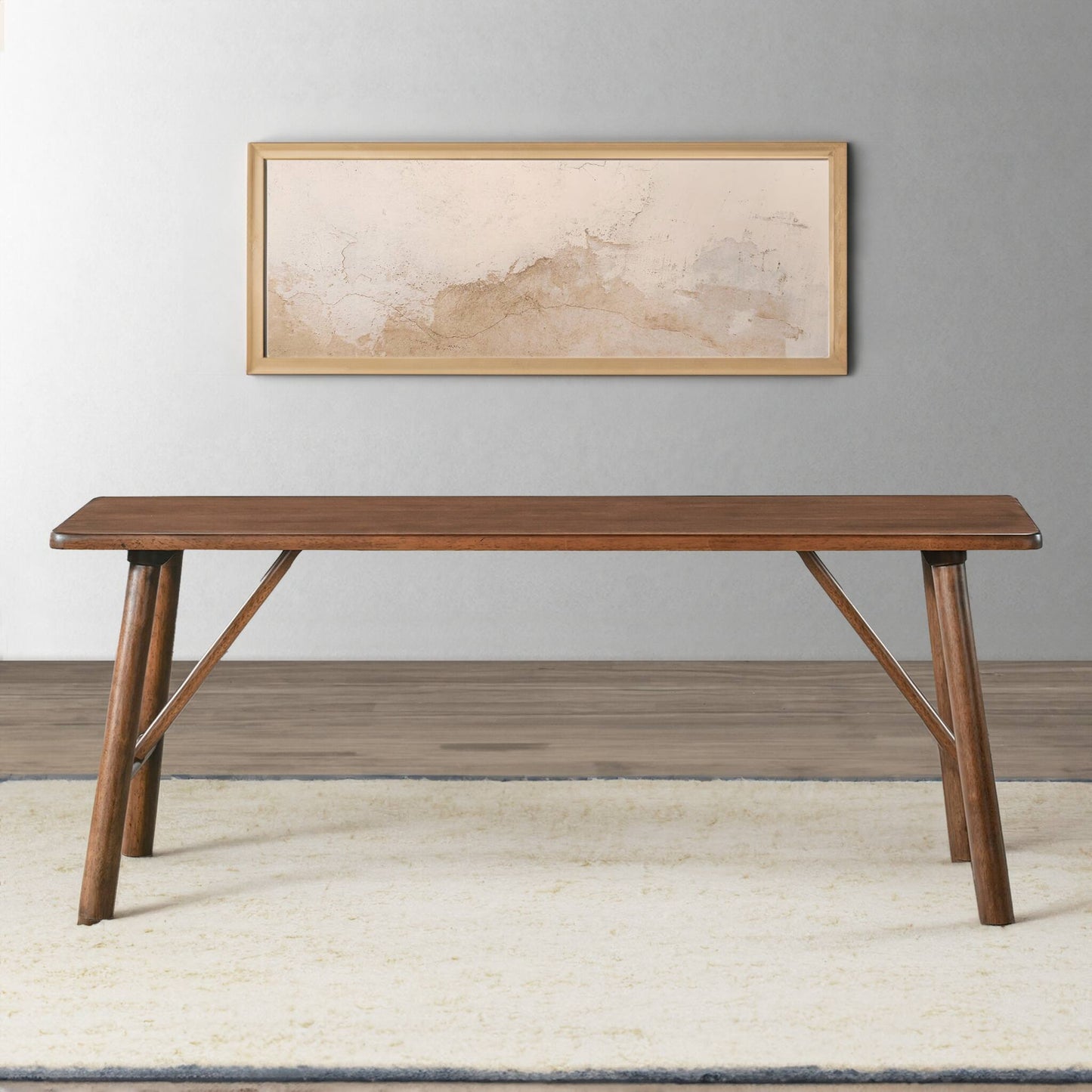 Molly MCM Solid Wood Bench in Walnut Finish 47"