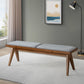 Keira MCM Solid Wood Bench in Gray Fabric 51"