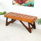 Mia Tufted Leather Wood Base Bench 47"