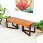 Riley MCM Tufted Genuine Leather Solid Wood Base Bench 52"