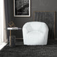 Mira Channel Tufted Velvet Swivel Lounge Chair in White or Gray