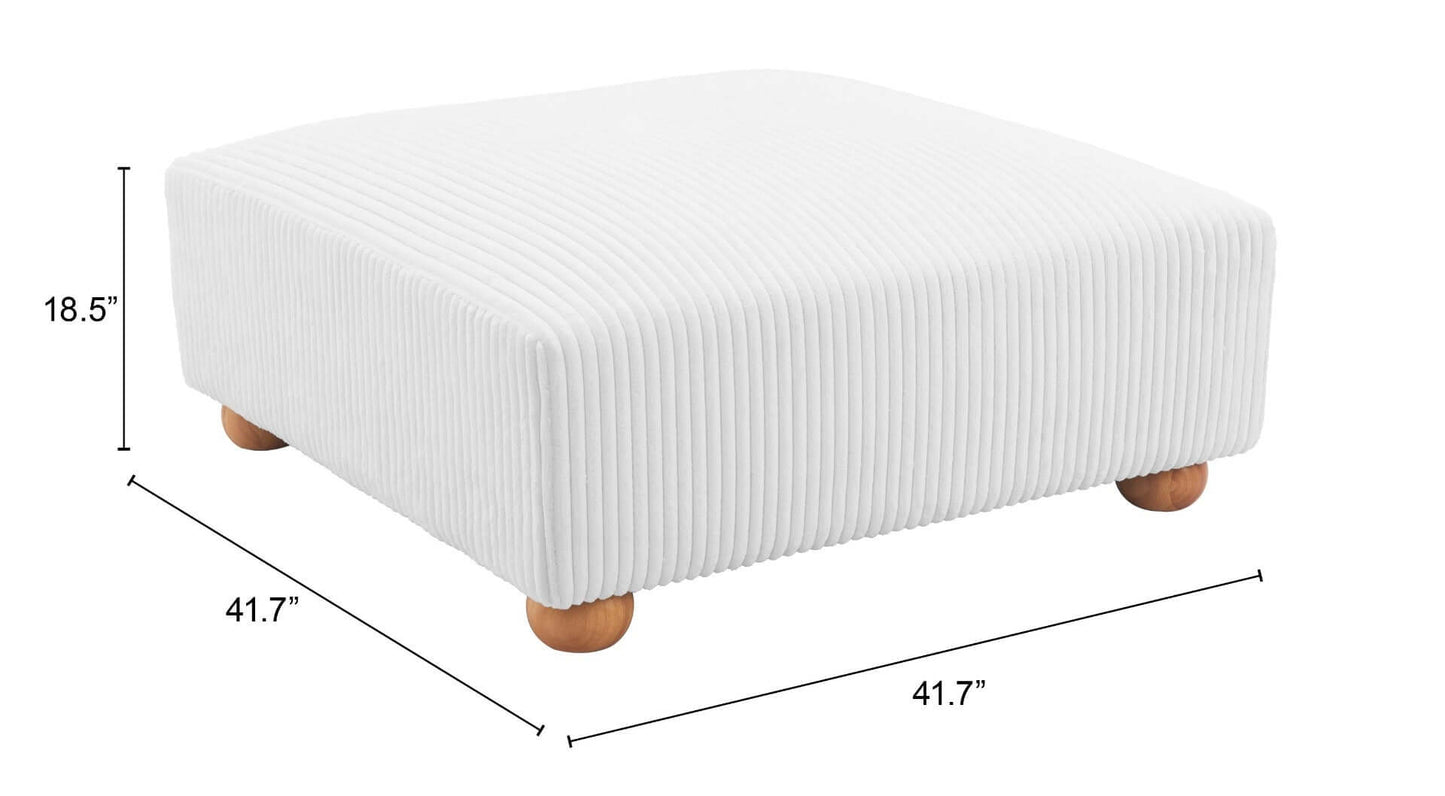 Tayte Big Deep Seated Modular Corduroy Sofa Couch, White (150")