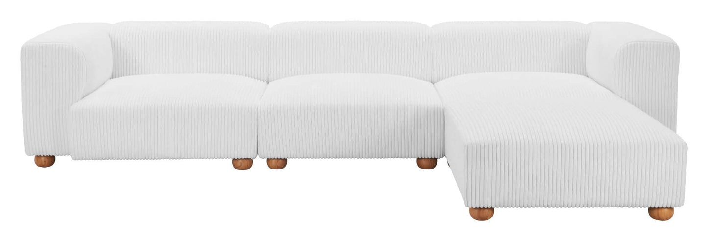 Tayte Deep Seated Modular Corduroy Sofa White 150"