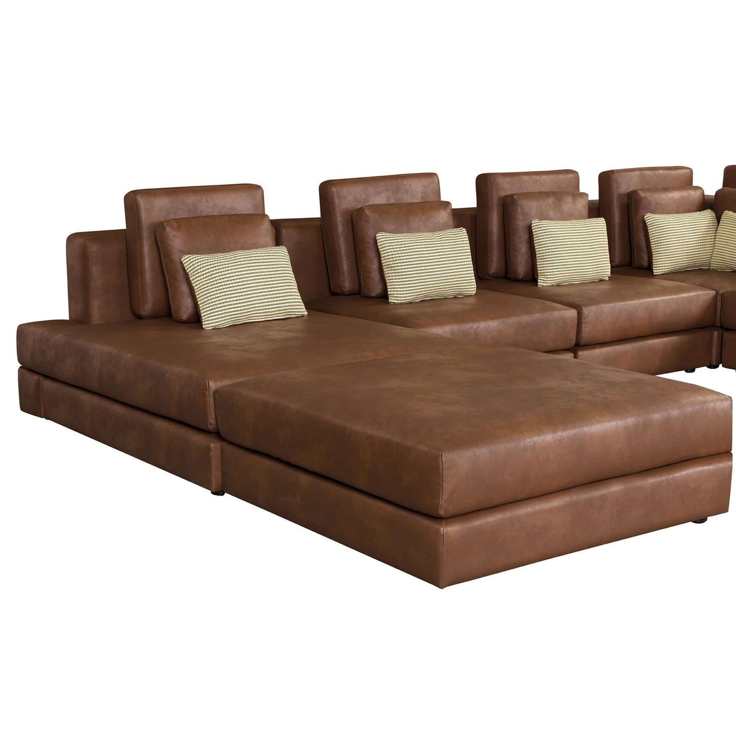 Modular Minimalist U Shape Sectional Sofa w/ Ottoman 113" (2 Colors)