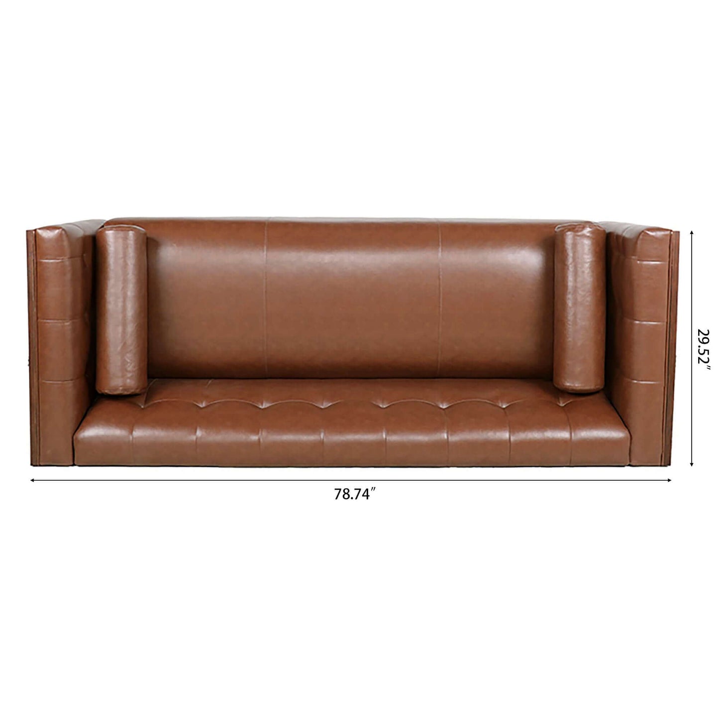 MCM Tufted Faux Leather Sofa 79"