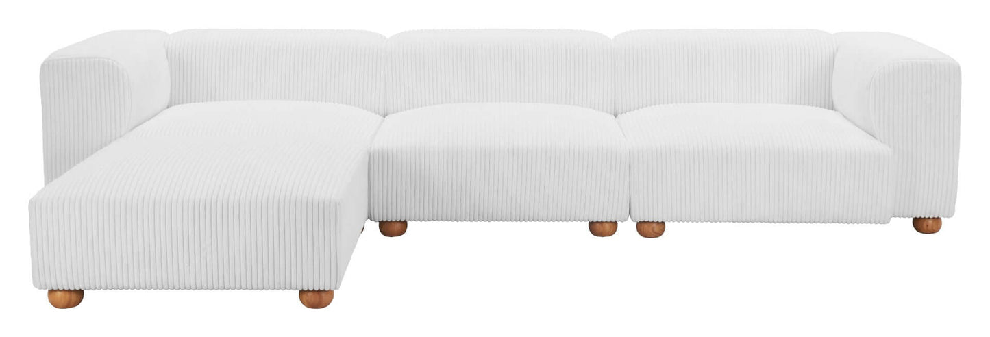 Tayte Deep Seated Modular Corduroy Sofa White 150"