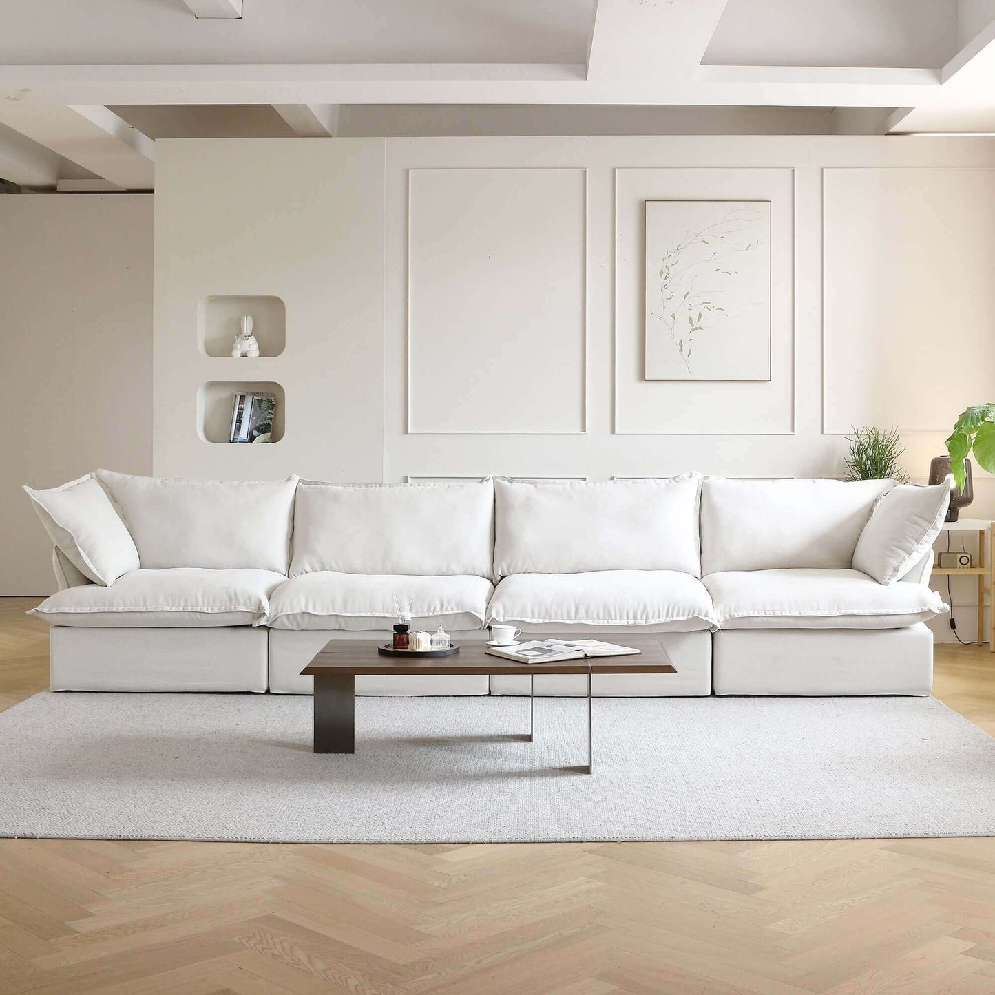 Modular Cloud Comfort Sectional Sofa in Beige or White - Sections Sold Individually - Revel Sofa 