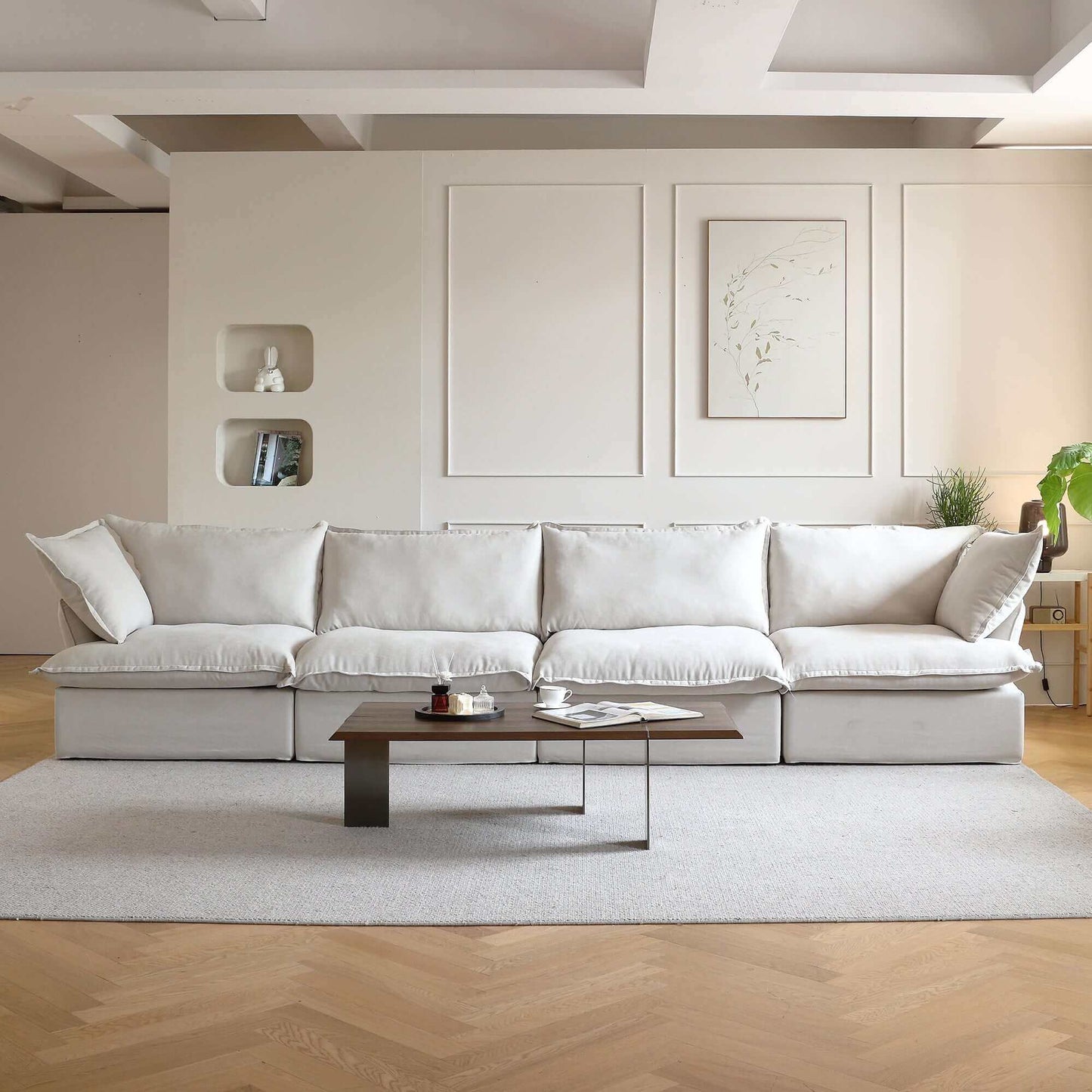 Modular Cloud Comfort Sectional Sofa in Beige or White - Sections Sold Individually - Revel Sofa 