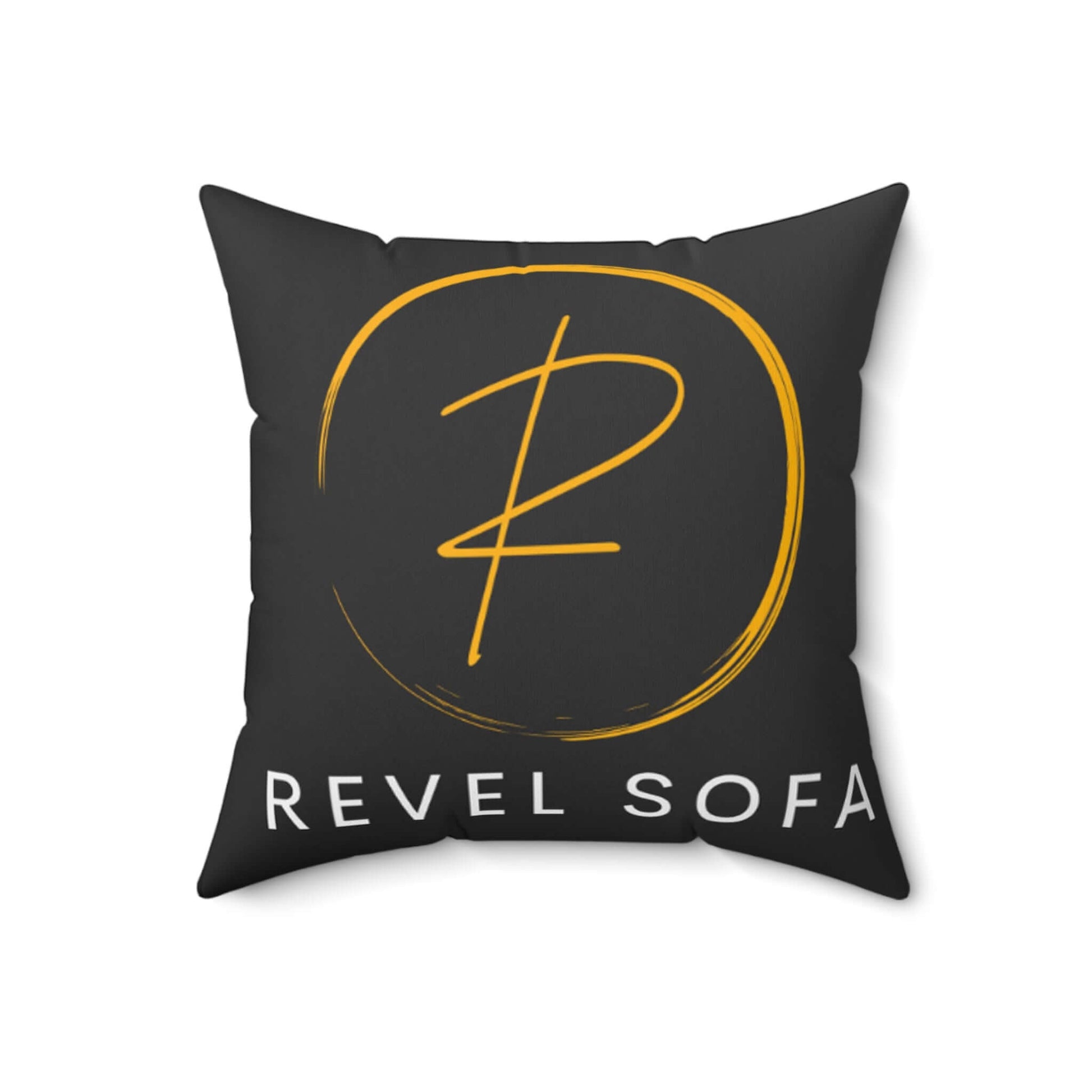 Spun Polyester Square Pillow Revel Logo In Black - Revel Sofa 