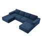 Modular U Shape Dual Chaise Chenille Fabric Sectional Sofa 110" in Navy Blue configuration