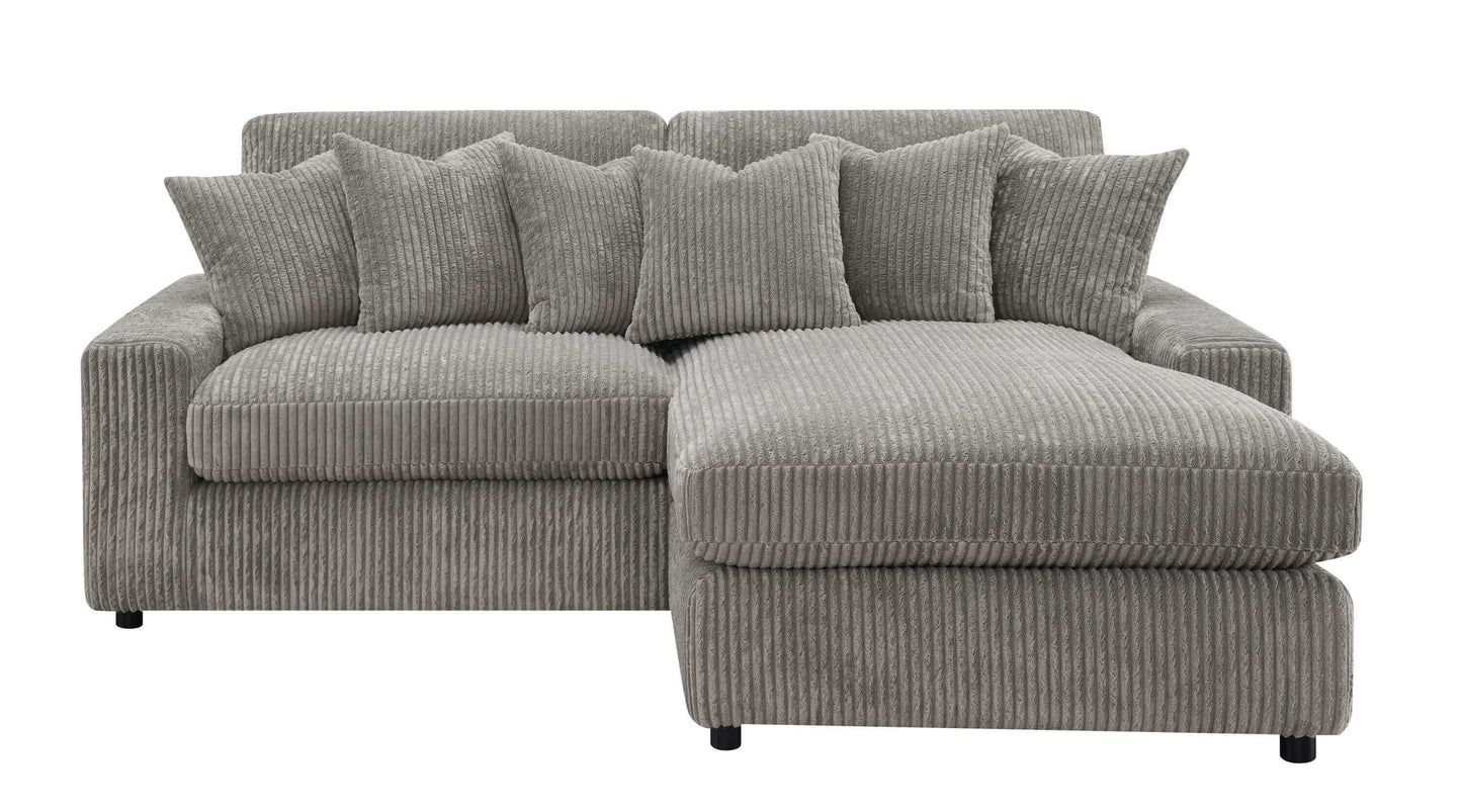 Tavia Corduroy Sectional RF Chaise Sofa, Gray 84" - Revel Sofa 