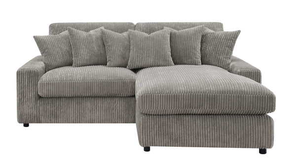 Tavia Corduroy Sectional RF Chaise Sofa, Gray 84