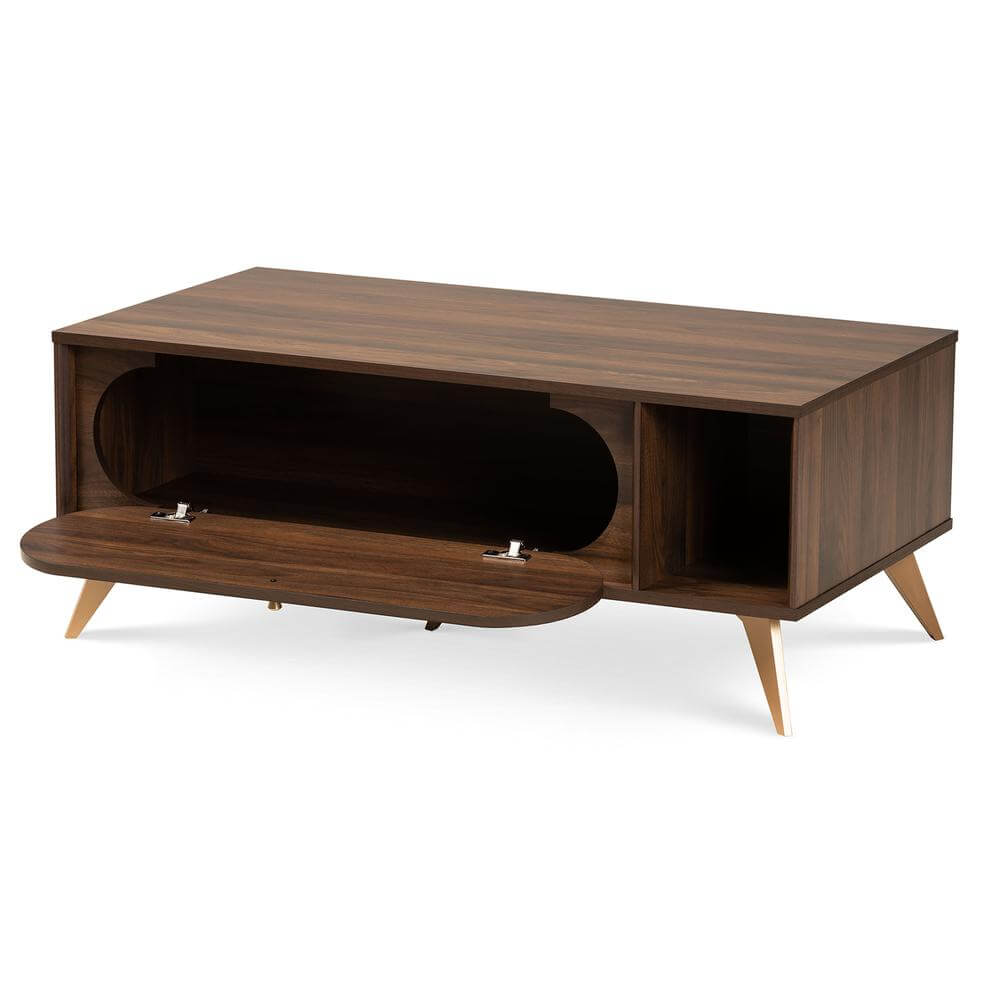 Edel MCM Rectangular MDF Coffee Table in Walnut Brown 41"