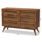 Barrett MCM Wood and Rattan 6 Drawer Dresser 47"