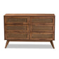 Barrett MCM Wood and Rattan 6 Drawer Dresser 47"