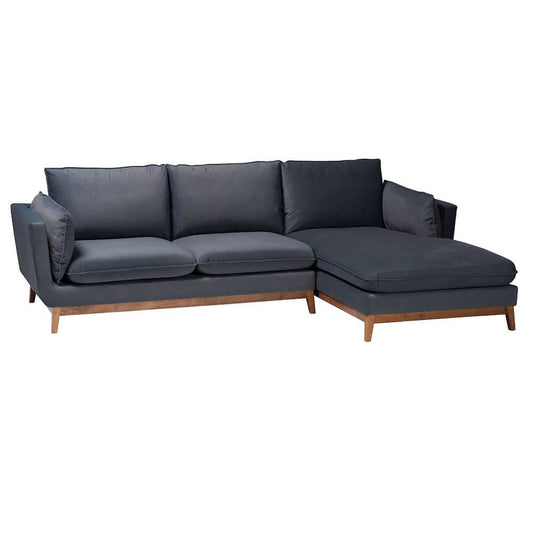 Linanas MCM Fabric Sectional RF Chaise Sofa in Dark Gray 100"