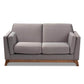 Sava MCM Gray Fabric Walnut Wood Loveseat Sofa 60"