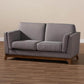 Sava MCM Gray Fabric Walnut Wood Loveseat Sofa 60"