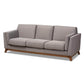 Sava MCM Gray Fabric Walnut Wood Base Sofa 82"