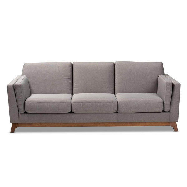 Sava MCM Gray Fabric Walnut Wood Base Sofa 82