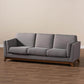 Sava MCM Gray Fabric Walnut Wood Base Sofa 82"