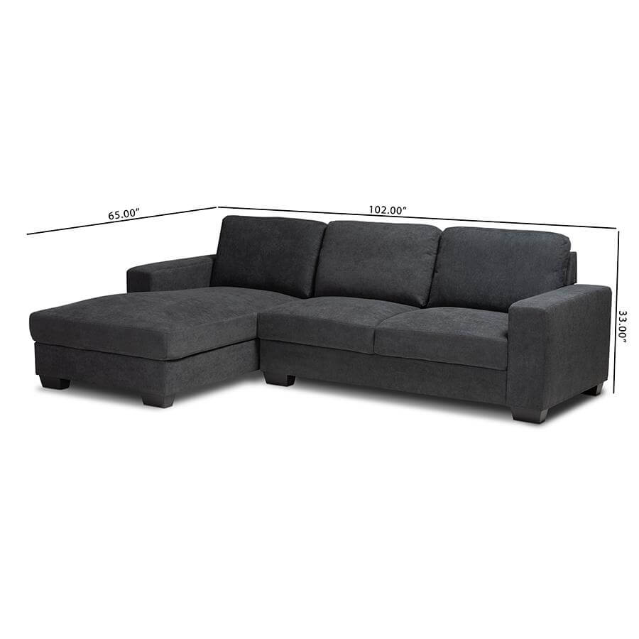 Nevin Modern Fabric Sectional Chaise Sofa 104"