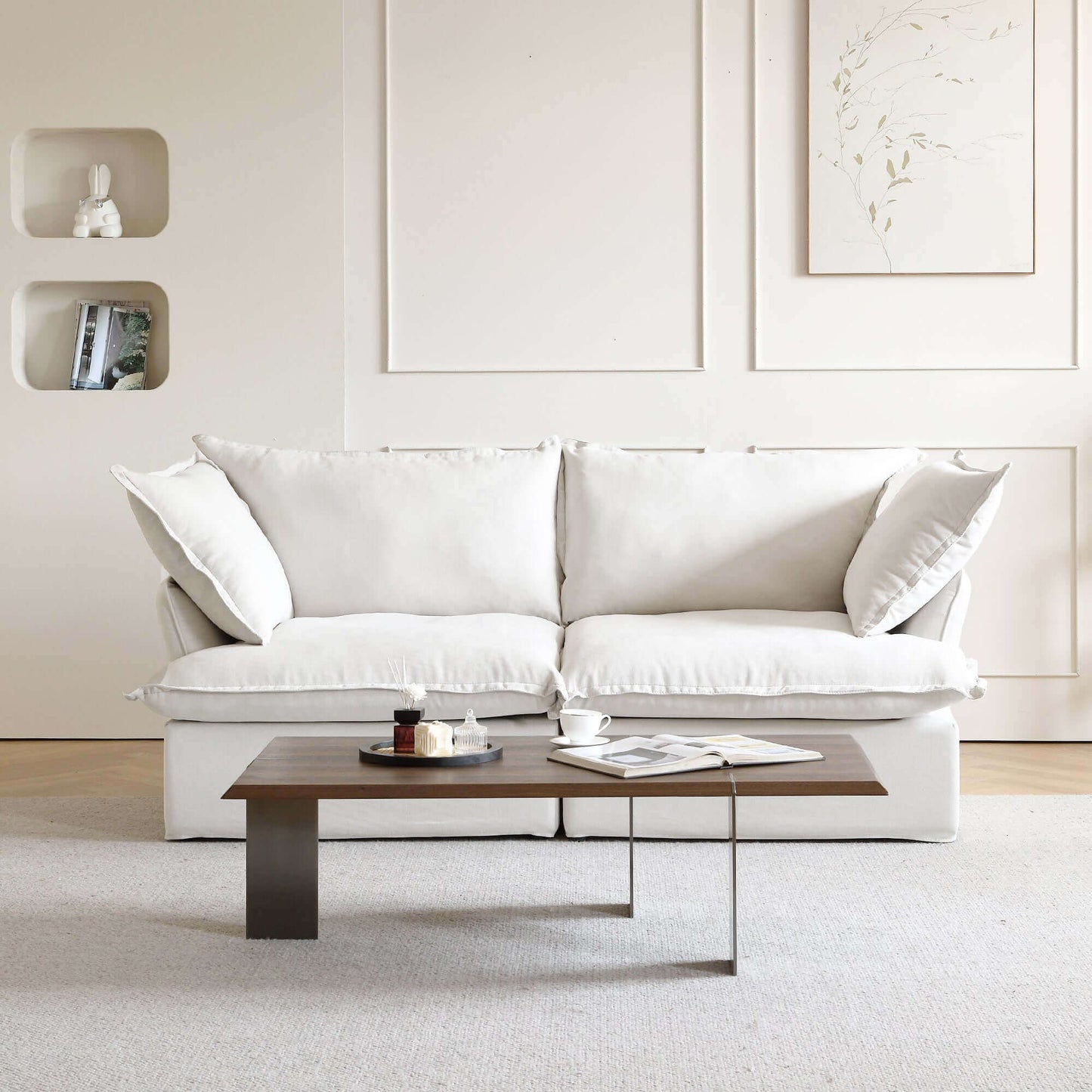 Modular Cloud Comfort Sectional Sofa in Beige or White - Sections Sold Individually - Revel Sofa 