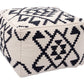 Lizardo Boho Hip Fabric Ottoman Cube, Beige & Black 24" - Revel Sofa 