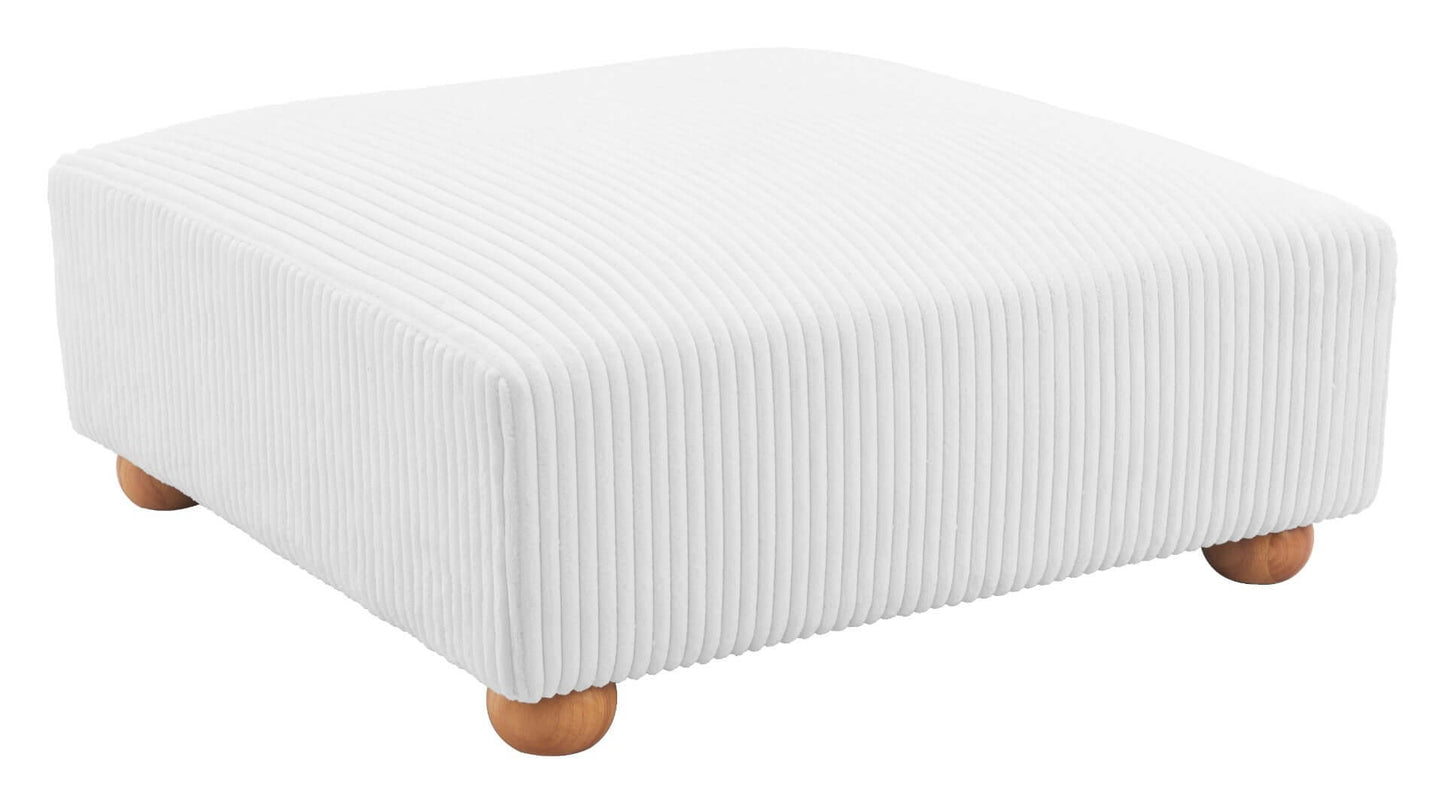 Tayte Big Deep Seated Modular Corduroy Sofa Couch, White (150")