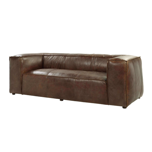 Classic Brancaster Sofa in Retro Brown Top Grain Leather 98" - Revel Sofa 