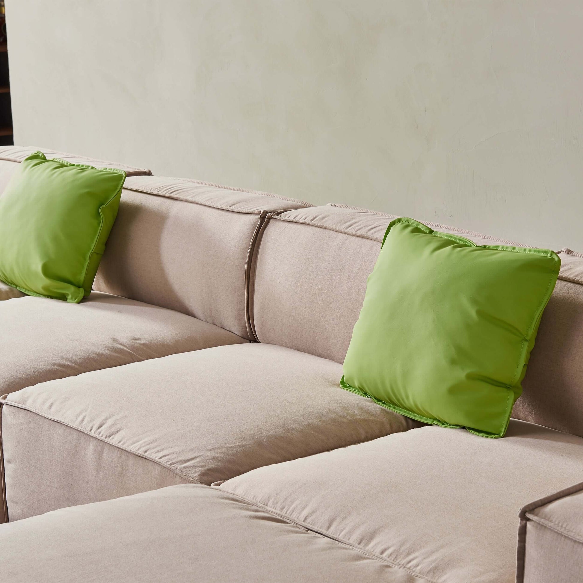 Modern Minimalist Modular U Shape Dual Chaise Sectional Fabric Sofa, Beige or Gray 131" - Revel Sofa 