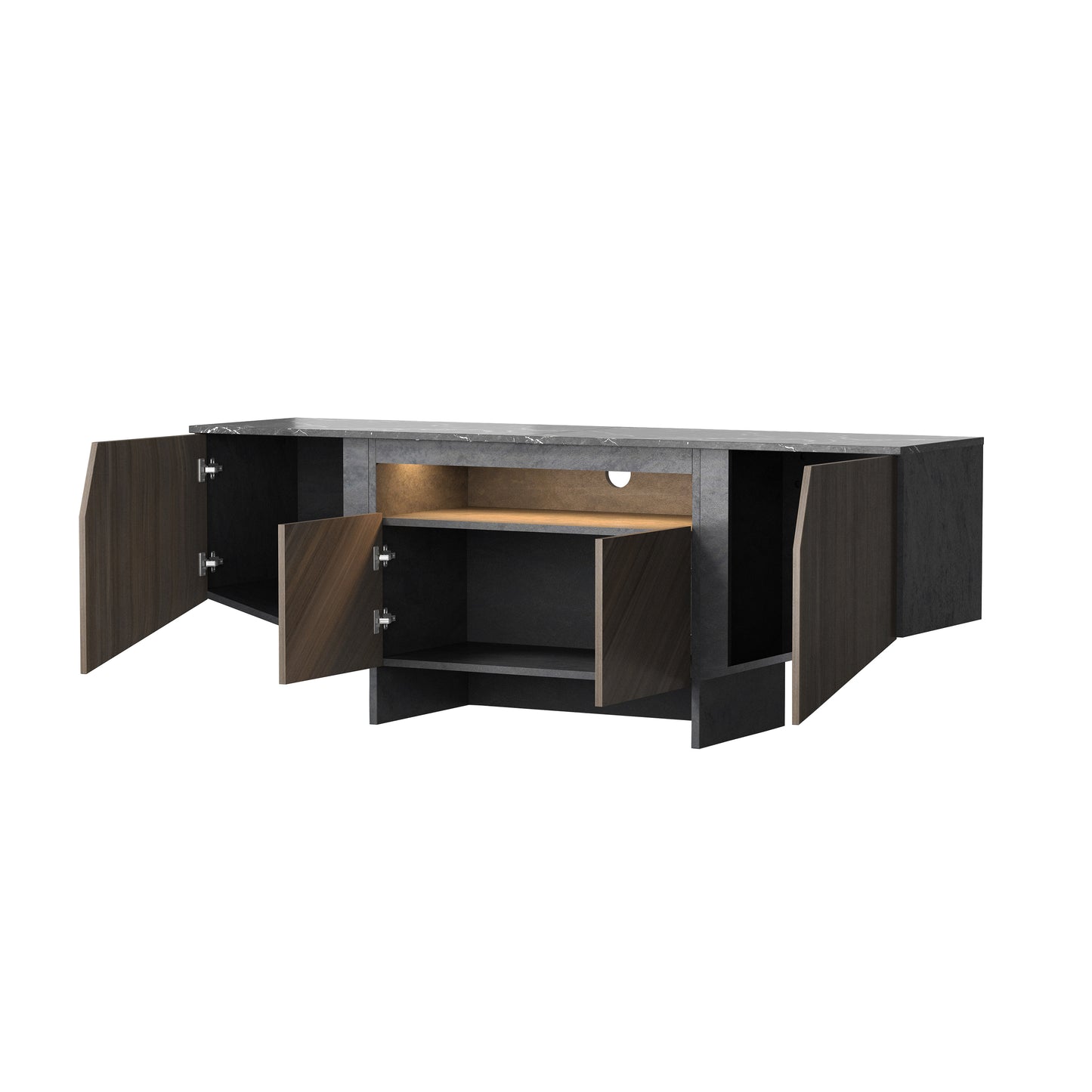 Modern Media Console TV Stand w/ LED Lighting 63"