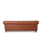 Chesterfield Tufted Rolled Armed Cognac Faux Leather Vinyl 2 Seat Sofa (95")