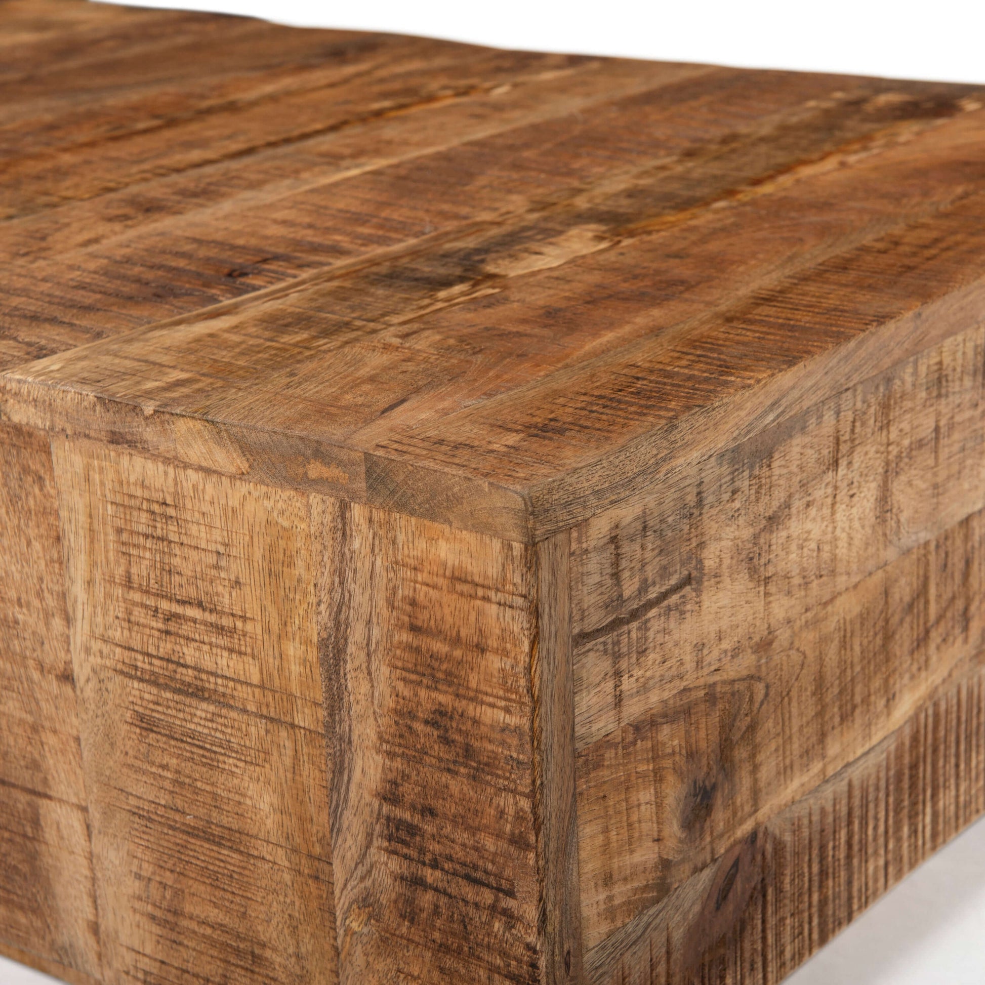 Rough Mango Wood Block Coffee Table - Revel Sofa 