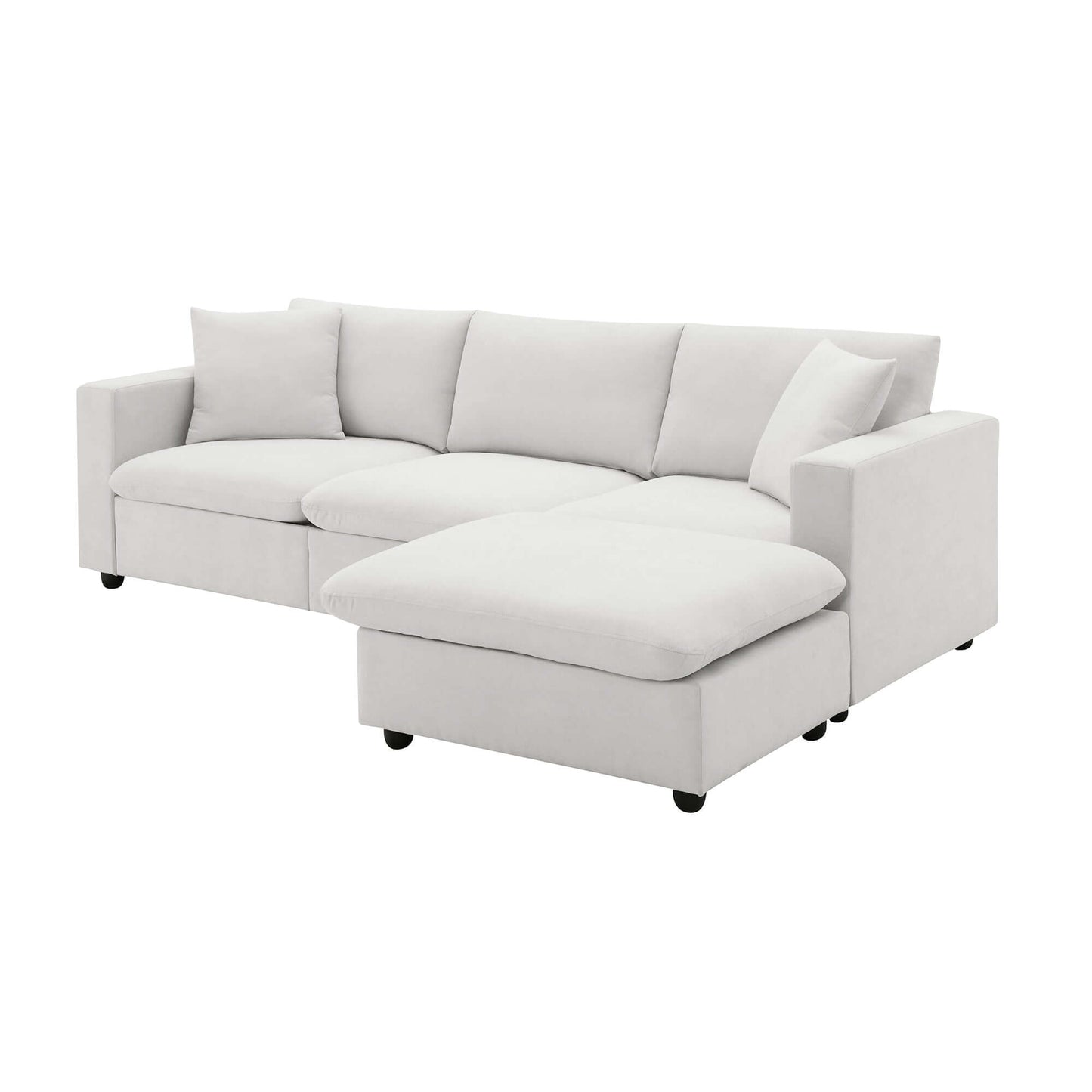 Modern Sectional Chaise Sofa Convertible Ottoman 4 Colors (100")